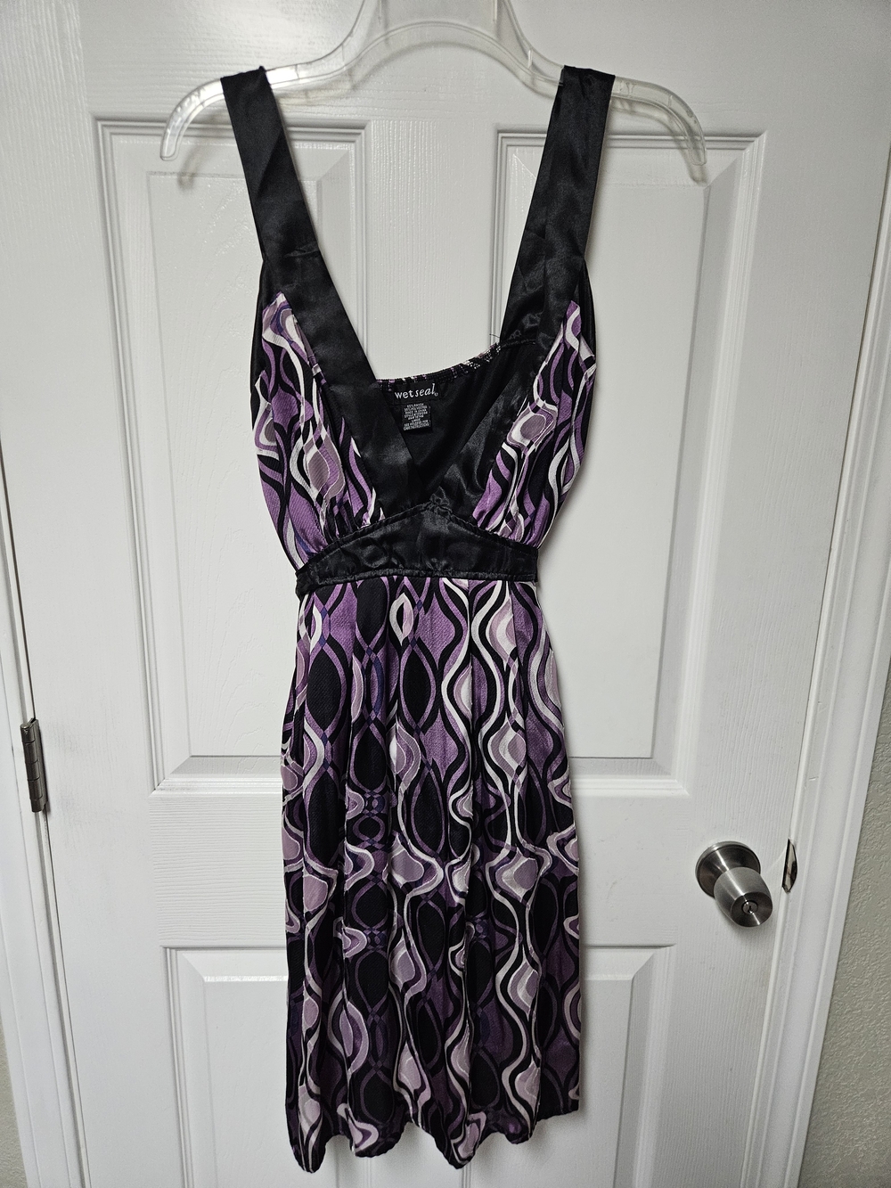 Wet Seal Black Dress with Purple Accent Trim - Y2k Inspo